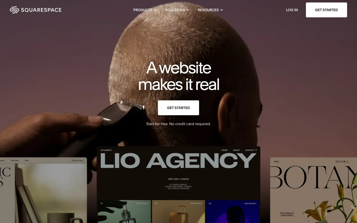 Squarespace homepage presenting its website design platform