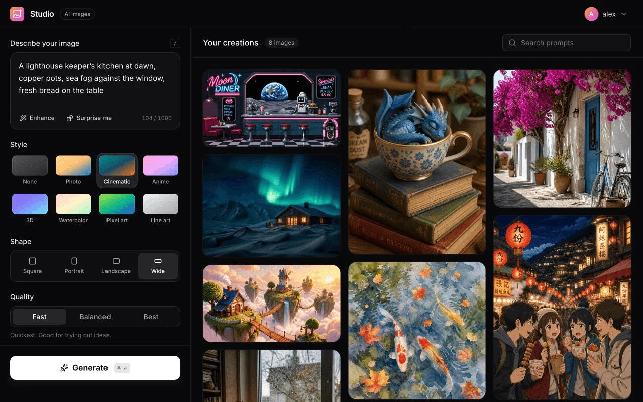 The AI Image Studio template, as it looks when you copy it