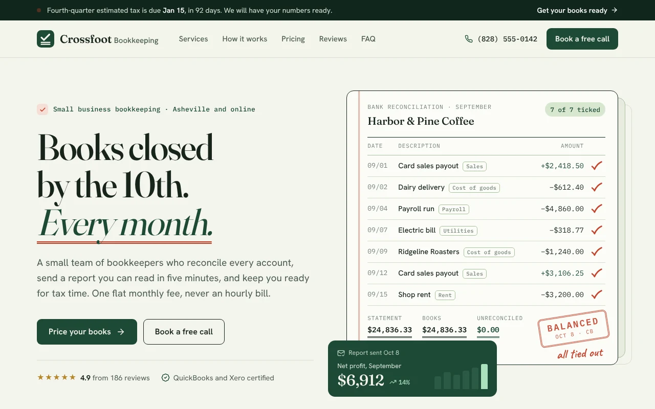 The Bookkeeping Service template, as it looks when you copy it