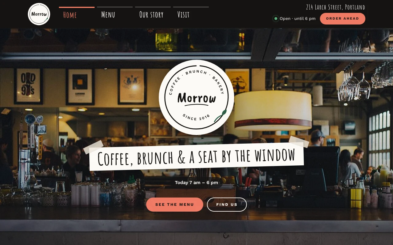 The Coffee Shop template, as it looks when you copy it