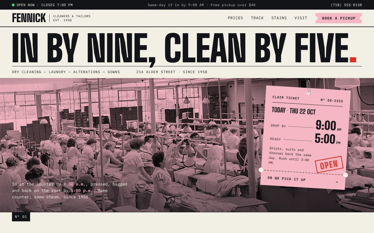 The Dry Cleaner template, as it looks when you copy it
