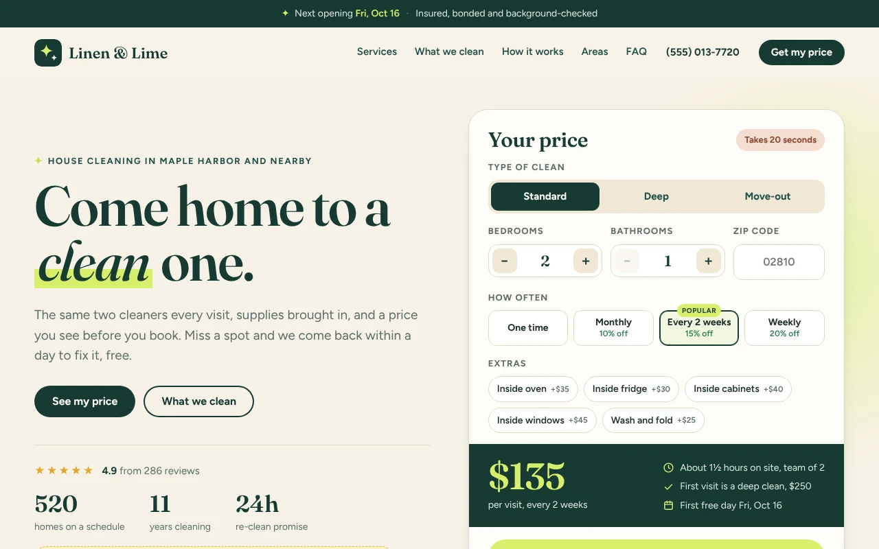 The House Cleaning Business template, as it looks when you copy it