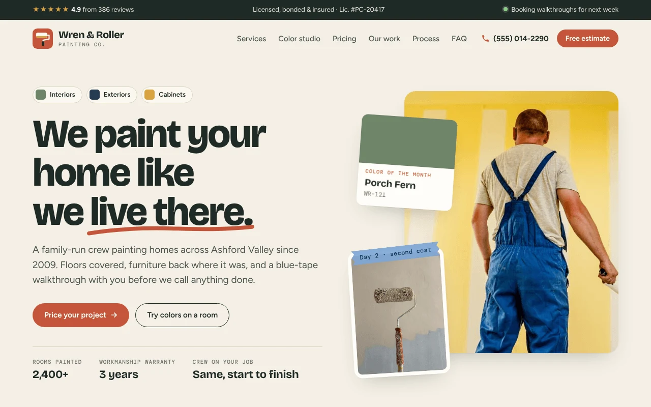The House Painting Company template, as it looks when you copy it