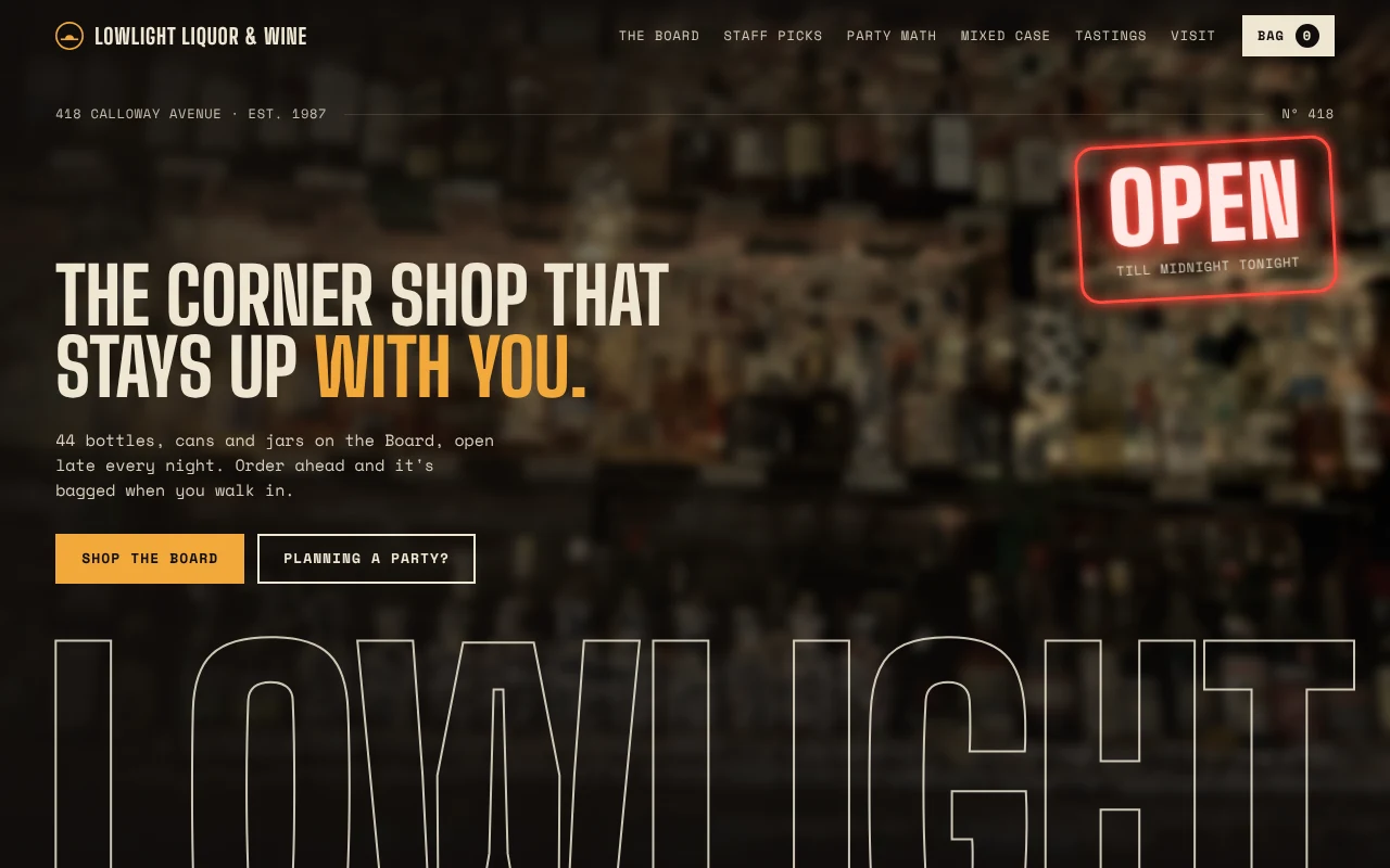The Liquor Store template, as it looks when you copy it