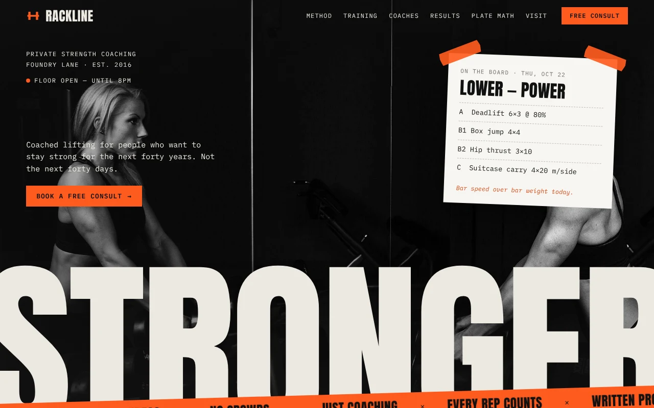 The Personal Training Studio template, as it looks when you copy it