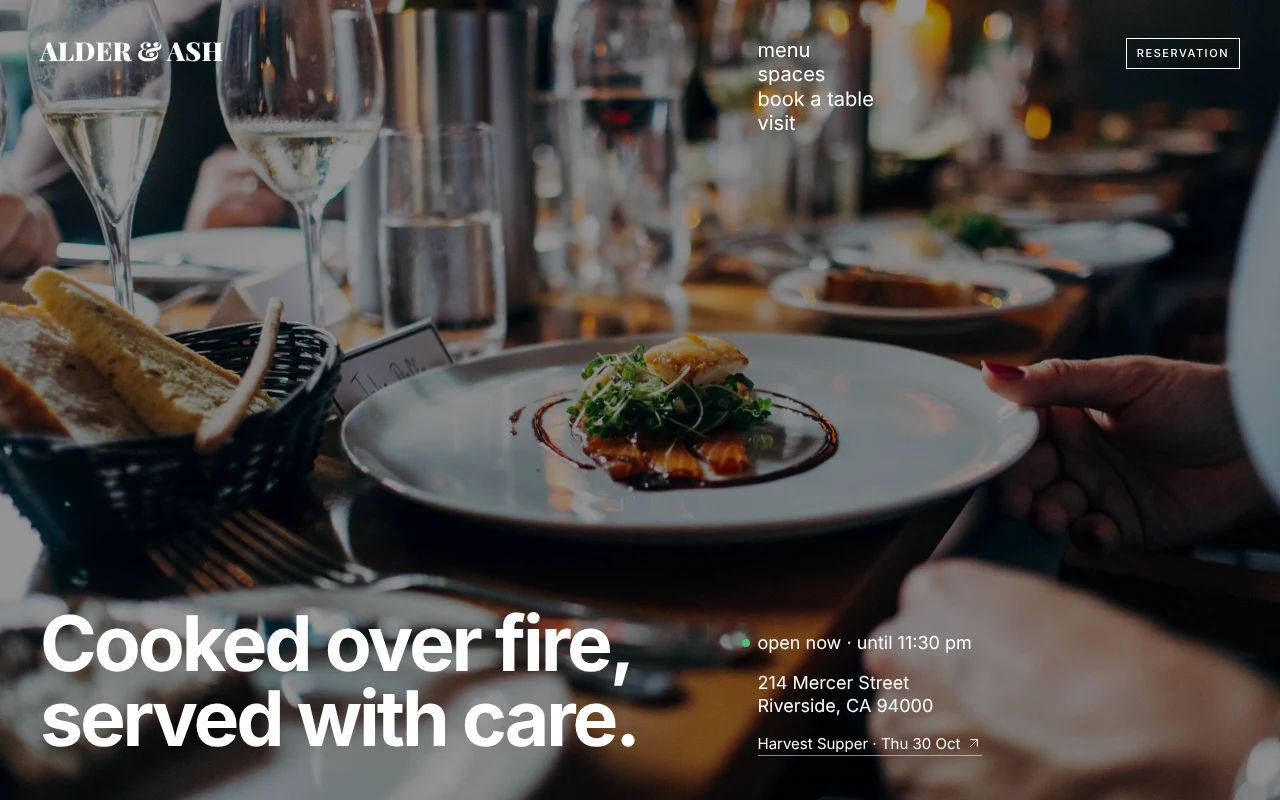 The Restaurant template, as it looks when you copy it