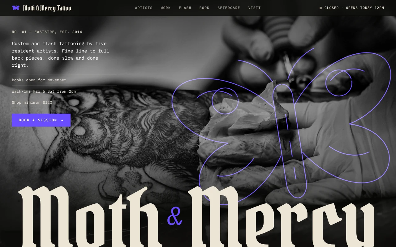 The Tattoo Studio template, as it looks when you copy it